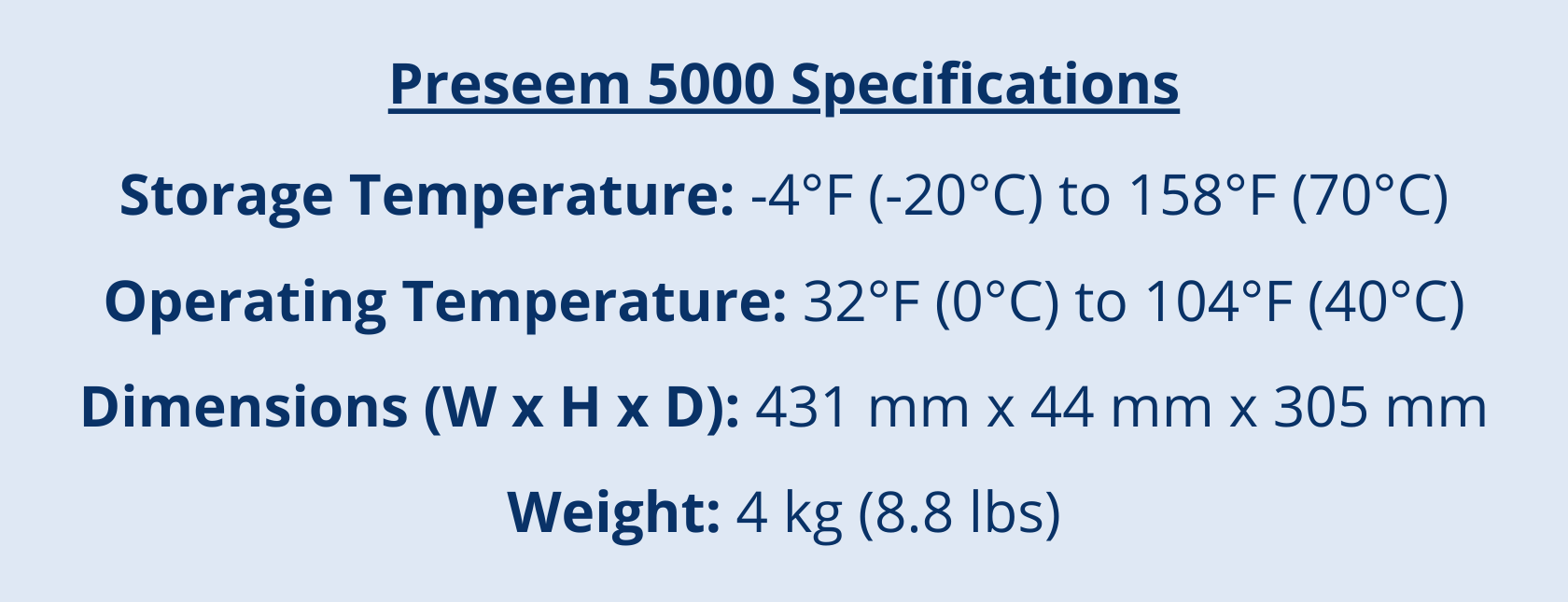 Preseem 5000 Appliance Hardware Specifications